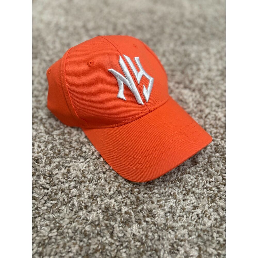 Orange NY Embroidered Baseball Cap Hat - Picture 3 of 7